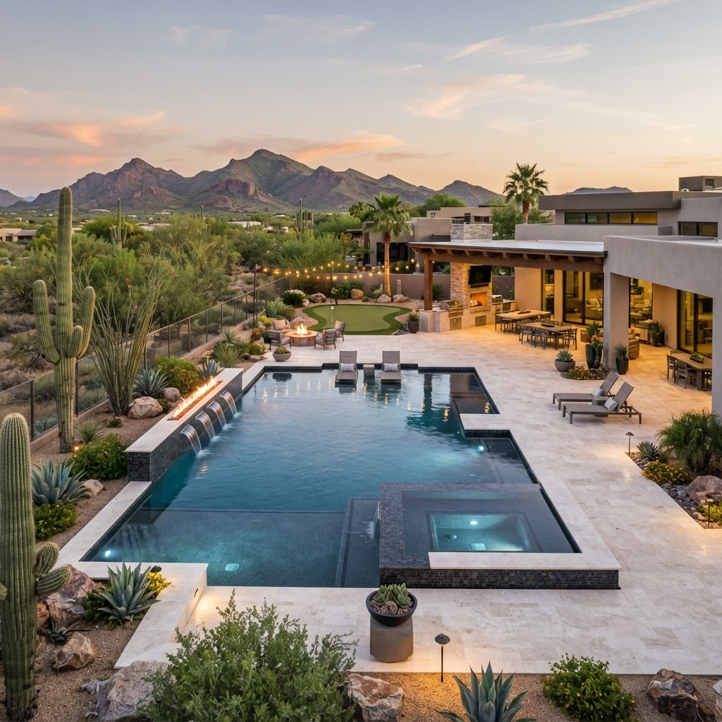 Pool, Spa & Travertine in Scottsdale, Arizona